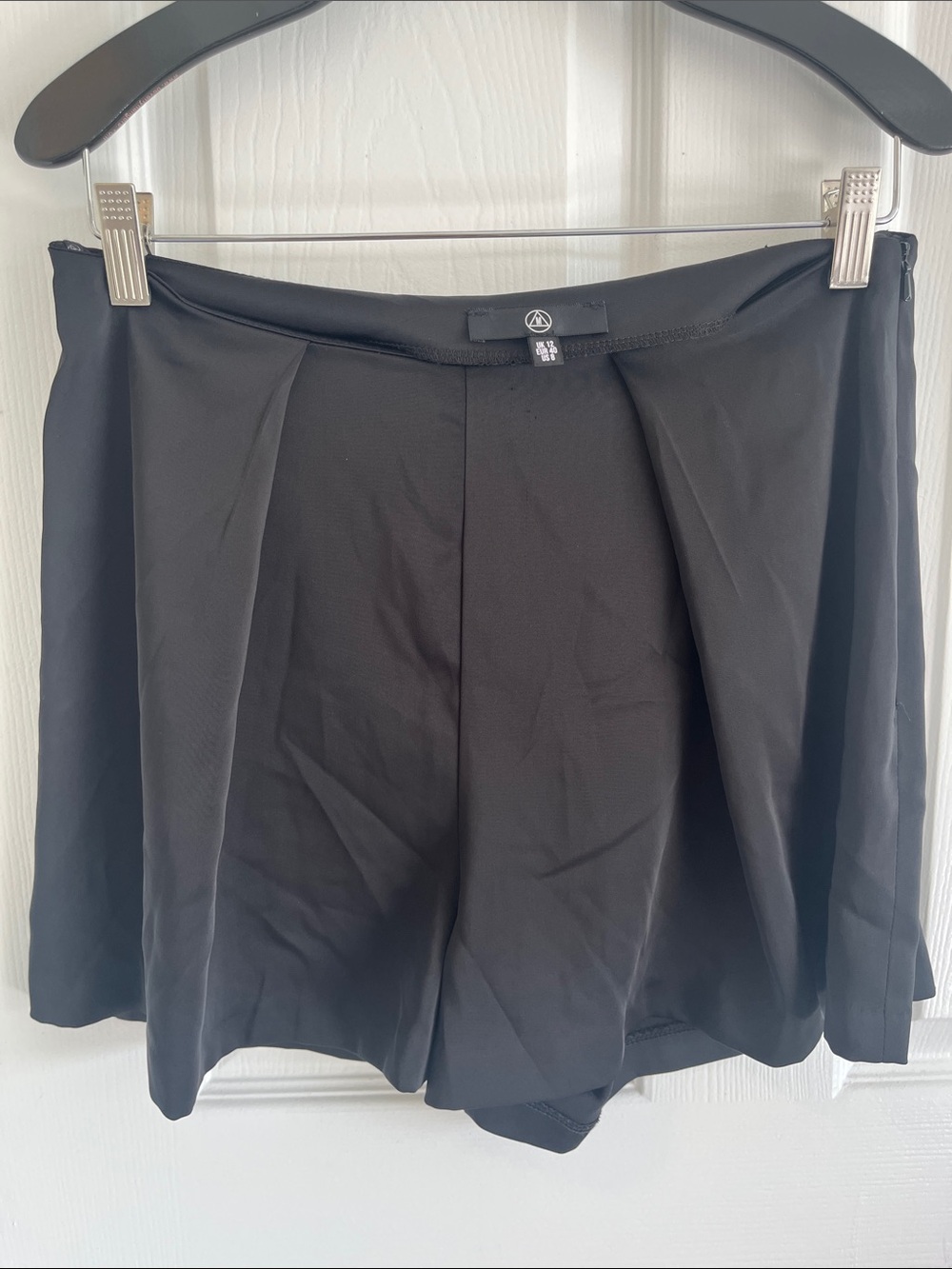 Women’s Black Pleated Satin Shorts